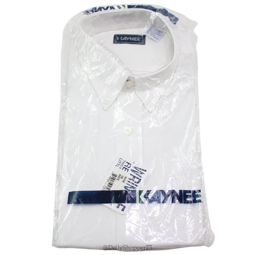 Kaynee Men's White Wrinkle Resistant Cotton Blend Long Sleeve Button Down Shirt